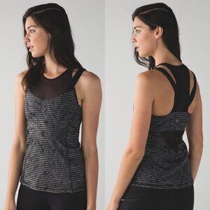 Lululemon Running In The City Shelf Bra Tank In Stripe Play Slate Black Size 6